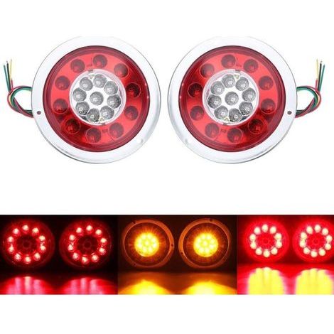 Set mit 2 runden 19-LED-Rückleuchten – Gelbrot – Wasserdicht und stoßfest – 10-30 V – Für Anhänger und Lkw (1/5)
