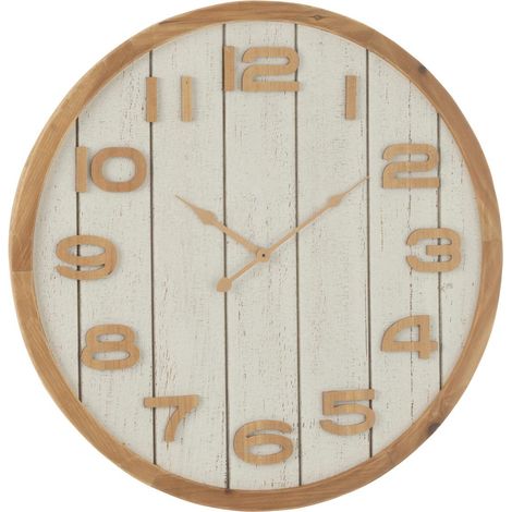 Horloge Murale en Bois "Beatriz" 60cm Blanc & Naturel