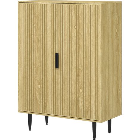 Étagère à chaussures gain de place 15 paires, 4 étagères réglables, 80x38x110 cm, chêne