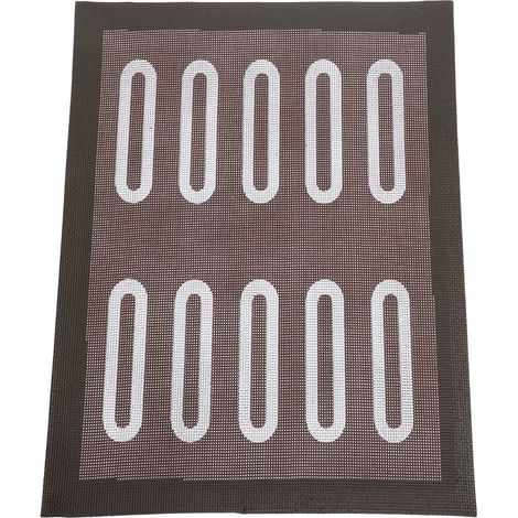 Tapis de cuisson noir creux en fibre de verre résistant à la chaleur, antiadhésif et réutilisable, pour pain ovale. (1/5)