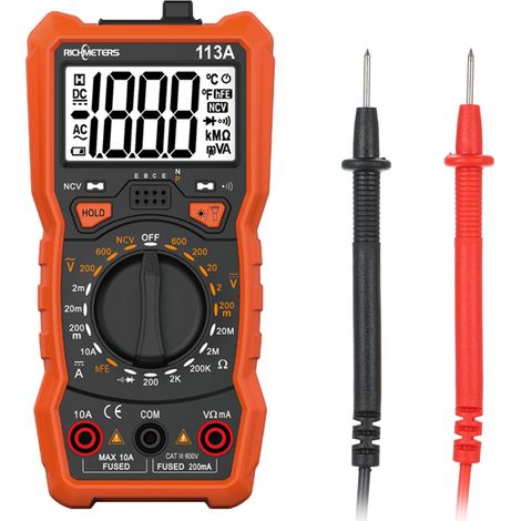 Multimètre numérique à 2 000 points de mesure, HFE, pour tension CA/CC, avec ventouse magnétique, lampe torche, rétroéclairage et grand écran (1/5)
