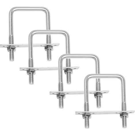 Set of 4 M8 Square U Bolts U-Shaped Bolt Bolt Roof Box Clamp 60 x 100 mm Nuts Plate Frame U-Bolt Clasp (1/5)