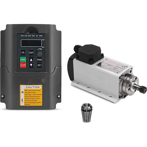 Kit de moteur de broche sans balais CNC 1. 5kw Kit de moteur de broche carré refroidi à l'air Er11 24000RPM Avec Y-l / h-y Invertisseur de fréquence for Cnc Graveur ( Color : Zwart , Size : H-Y- inver (1/5)