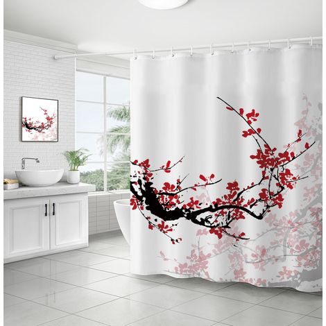 JSSEVN - Nature Shower Curtain, 180 cm x 180 cm, Art Style Birds
