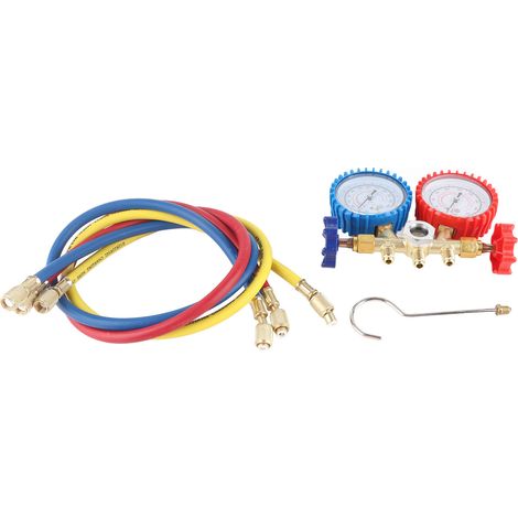 Ortviai Manomètre de climatisation R134A avec jeu de robinets en laiton anticorrosion pour R12/R22/R502 – Kit HVAC complet