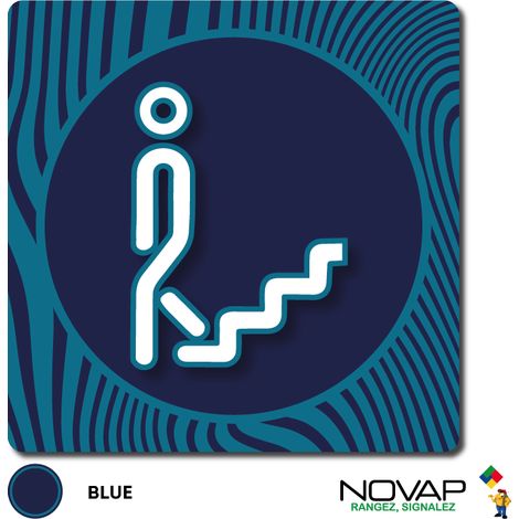Plaque Escalier - Design Bleu 90x90mm - 4340012 (1/2)