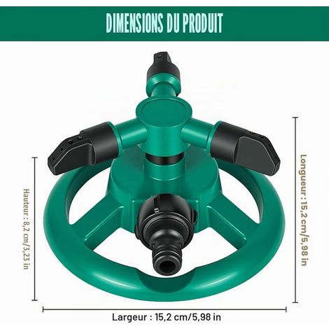 360° Garden Sprinkler, Automatic Lawn Sprinkler for Garden Hose Sprinkler, Automatic Lawn Sprinkler with 3 Arms, Large Cover for Garden Plants (1/2)