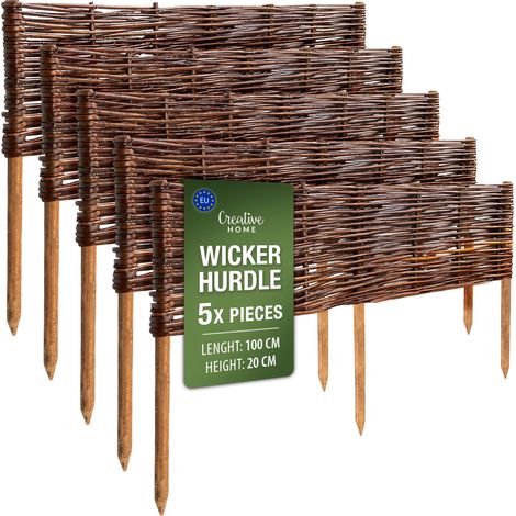 Creative Home Lot de 5 Bordure de Jardin en Saule 100 x 20 cm