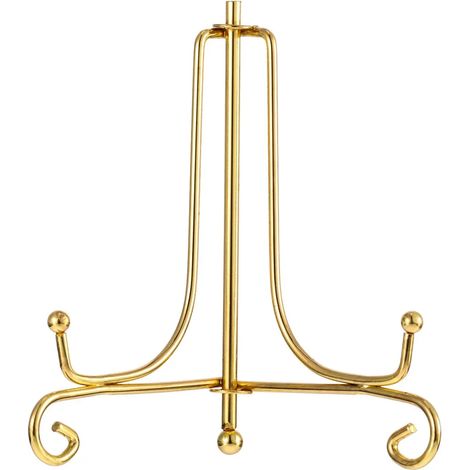 Soporte de placa metálica, soporte de exposición de hierro para fotos, obras de arte, platos, libros, imágenes (dorado) (1/5)