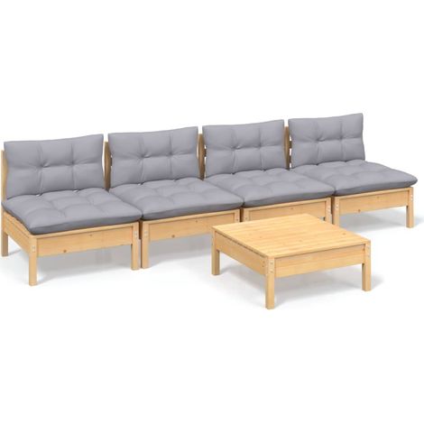 Maison Exclusive - Juego de muebles de jardín 5 pzas y cojines ma (1/5)