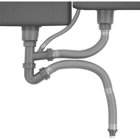 Tuyau de Vidange D'évier Extensible Tout-en-un, Tuyau de Piège en P pour évier de Cuisine Double, Kit de Vidange à Double Tuyau D'évier de Cuisine (1/5)