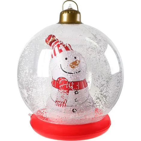 Boule de Noël gonflable de 61 cm (24 pouces), ornement, grande boule gonflable transparente, décoration de Noël avec bonhomme de neige, Père Noël et sapin à l'intérieur pour les fêtes, jardin, décorat (1/5)