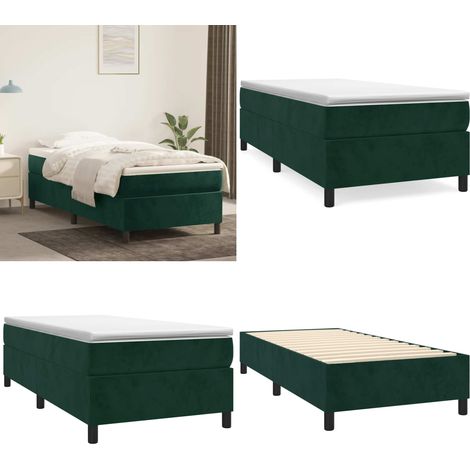 Giroletto a Molle con Materasso Verde Scuro 100x200 cm Velluto - Materasso a molle - Giroletto