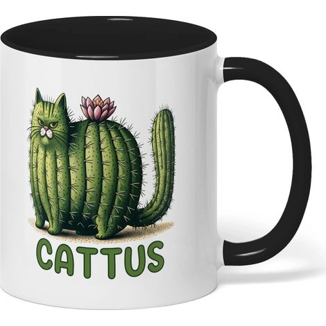 Gigante GmbH - Nouvelle tasse CATTUS Chat Cactus - Noire - 325 ml