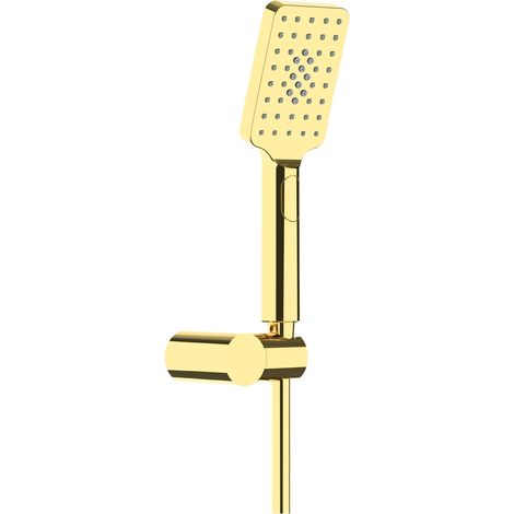 Set doccia con staffa fissa montaggio a parete doccetta 3 funzioni finitura oro - Montain