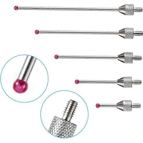 Lot de 5 têtes de mesure CNC M2.5 avec stylet à bille de 2 mm et tige en porcelaine. Outils de palpage. (1/5)