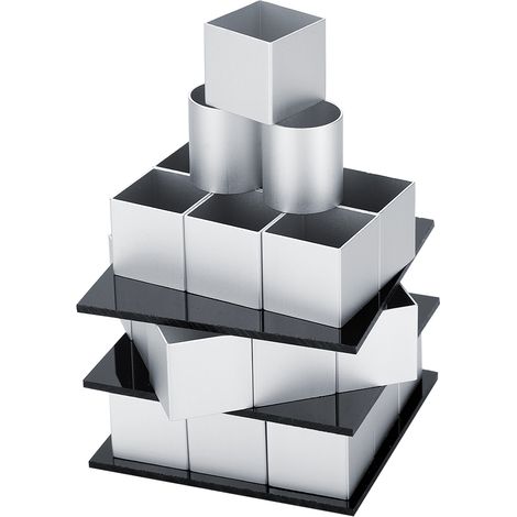3D-Metallwürfel-Kuchenform, dreistöckig, drehbar, für Moussetorten und Desserts, Backform (1/5)