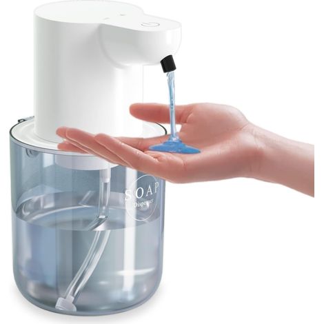 Distributeur automatique de savon liquide, 400 ml (13,5 oz), mural, sans contact, 4 réglages, blanc, rechargeable. (1/5)