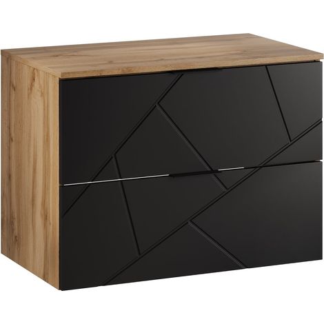 Mueble de baño Manello 80 x 46 x 58 cm – Roble con negro mate –