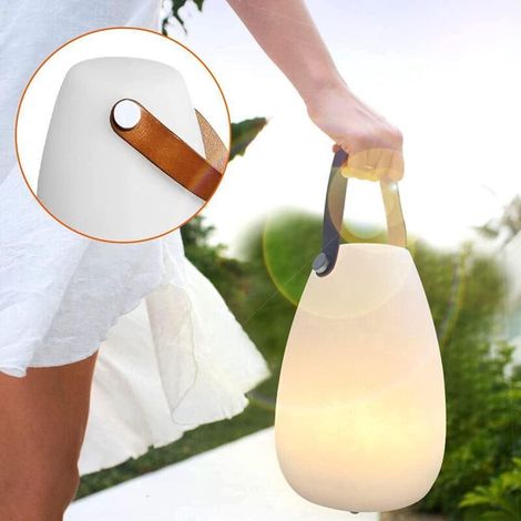 Lampe de table LED extérieur avec Télécommande Blanc chaud 8 couleurs Intensité variable Lampe de Table sans fil étanche Décoration idéale (ronde)