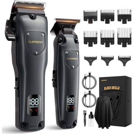 Tondeuse Cheveux Hommes, à Professionnelle Sans Fil, Set et T-Blade Barbe Trimmer, Coupe de Pour Hommes Cadeau(Gris) Gris - (1/5)