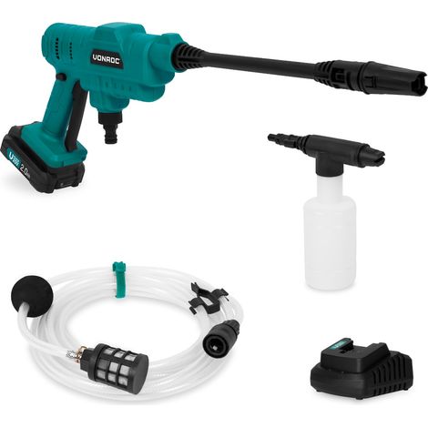 Kabelloser Akku Hochdruckreiniger 20V – 24bar – 198 l/h – Inkl. 5m Saugschlauch, Reinigungsmittelflasche und einstellbarer Sprühdüse