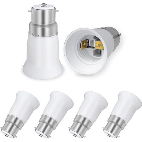 Lntyq B22 auf E27 Sockeladapter, B22 auf E27 Bajonettsockelkonverter für LED-Glühlampen-Halogenlampensockeladapter, 6 Stück (1/5)