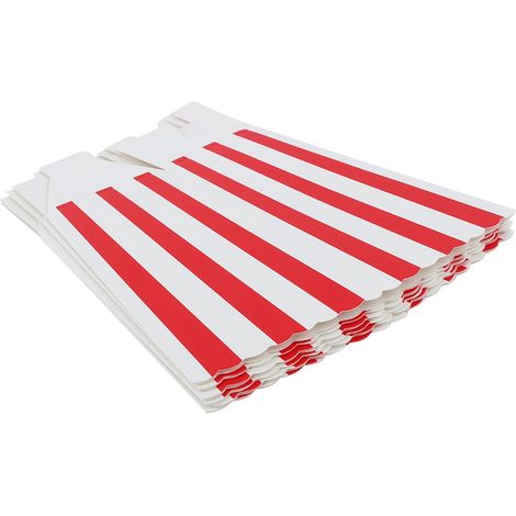 24 Boîte à popcorn, rayures rouges, papier résistant, design pliable, fête cinéma (1/5)