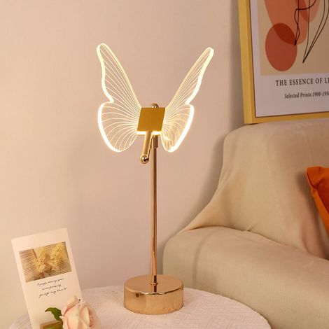 Lampe de table papillon rouge vif avec 3 couleurs de lumière, modèle à brancher (rouge) (1/4)