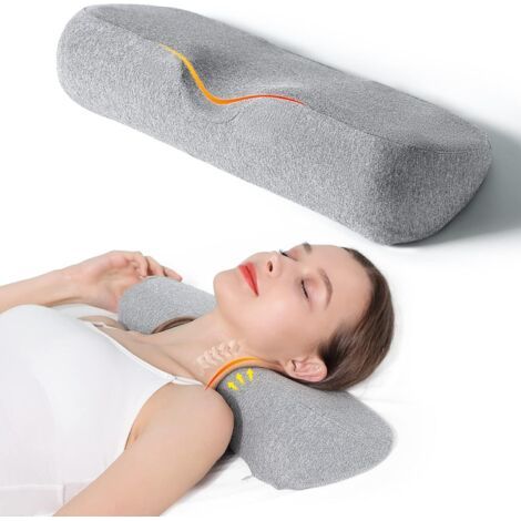 Traversin en mousse à mémoire de forme pour soutien cervical – Aligne tête, cou, épaules – Forme concave pour soulager douleurs – 60x40cm (1/5)