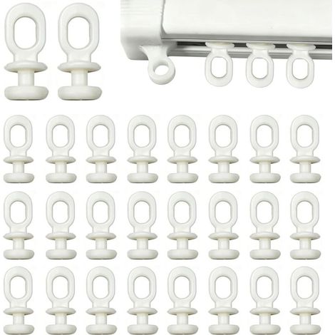 100 x Patins de tringle à rideaux en plastique pour fenêtres, portes et douches - Crochets en plastique (1/5)