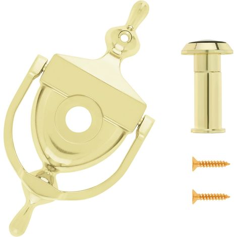 Heurtoir de porte et judas de 15,2 cm de hauteur, angle de vue de 180 degrés, alésage de 1,4 cm, pour porte de 3,5 cm à 4,5 cm d'épaisseur (15,2 cm, doré) (1/5)