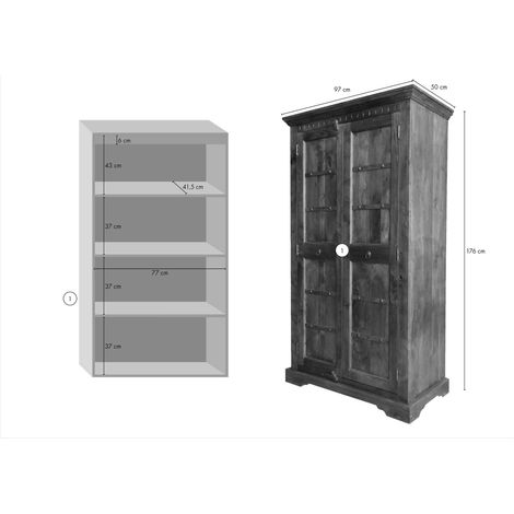 Armadio Acacia marrone chiaro Laccato 97x50x176 cm (BxTxH) montato OXFORD 0401 (1/2)