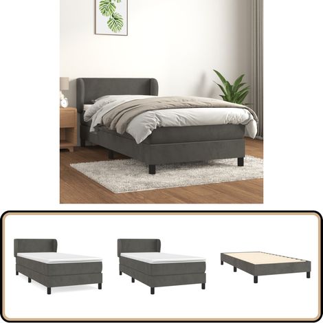 Boxspringbett mit Matratze Dunkelgrau 100x200 cm Samt - Samtbett - Boxspringbett - Doppelbett - Bettauflage - Matratze (1/5)