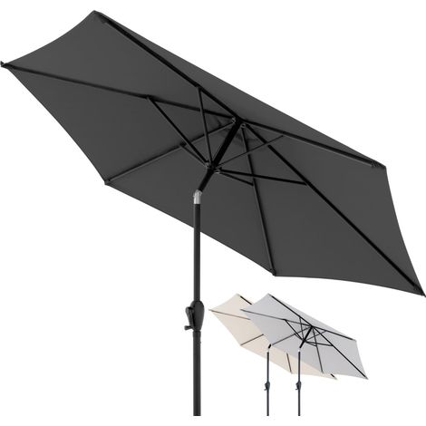 Parasol Jack Ø 250 cm, Gris foncé, manivelle, protection UV 50+ (1/5)