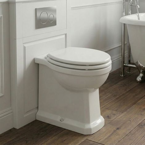 Signature Aphrodite Comfort Height Back to Wall Toilet (inc White Wood Effect Seat) (1/4)