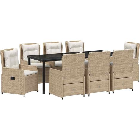 Maison Exclusive - Set da Pranzo per Giardino 9 pcs Beige e Grigio Chiaro