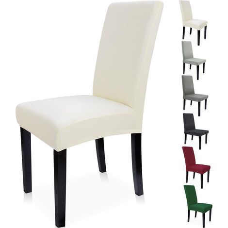 Stuhlhussen 4er Set Beige Stretch für Esszimmerstühle, Schwingstühle, Hochlehner (1/5)