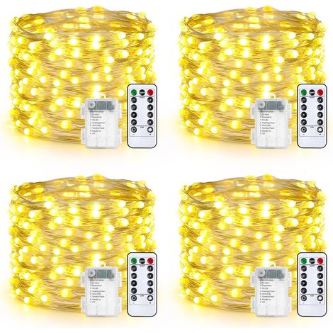 Guirlande Lumineuse Noel à Piles en Fil D'argent 10M 100 LED Lumière Violet avec Télécommande & Minuterie Etanche Décoration Intérieure Extérieure pour Noël Mariage Soirée (Lot de 2) (1/5)