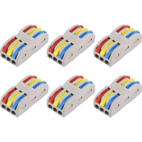 6 Pieces SPL-3 Electrical Connector, Compact Spring Connecting Terminals, 3 Inputs and 3 Outputs, Nylon PA66 Fire Retardant Connectors for Electrical Applications (1/5)