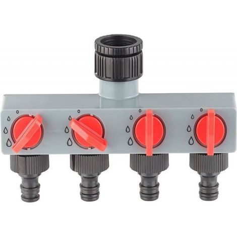 Sélecteur D Arrosage - 4 Voies - 3 Niveaux De Jet Réglable - Compatible Robinet Jardin 3/4 Et 1 Pouces - 1 Pièce (1/4)