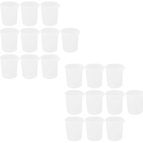 Set mit 20 Silikon-Messbechern à 100 ml, antihaftbeschichtet, zum Mischen und Verwenden von Klebstoff bei Bastelarbeiten. (1/5)