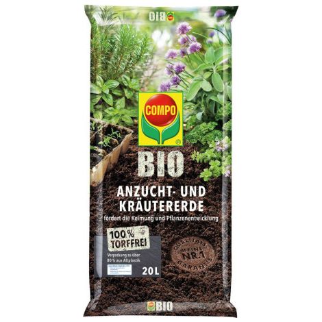 Terreau de culture et d'herbes sans tourbe 20 L COMPO BIO (1/2)