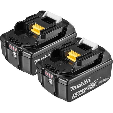 Paquete de 2 Baterías MAKITA BL1850B Li-ion 18 V / 5 Ah (indicador de carga integrado) (1/3)