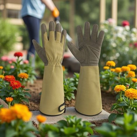 Filiyano-Gants de jardinage à manches longues - Gants de taille de rosiers - Résistants aux épines et durables - Unisexe, taille unique - Pour l'été (1/5)