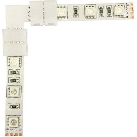 Pack of 5 RGB 5050 LED Strip Quick L-Shaped Connectors/Connectors, Right Angle 4-Pin Connector for 10mm Wide SMD 5050 RGB LED Strip [Energy Class A++]