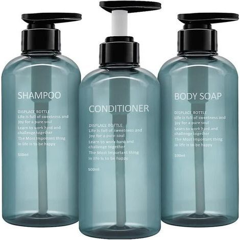 3er-Set nachfüllbare Seifenspender aus Kunststoff (500 ml) mit Pumpe, für Bad und Küche – ideal für Lotion, Duschgel und Shampoo (1/5)