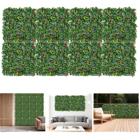 Paneles de pared con vegetación artificial, fácil instalación, pantalla de privacidad, 8 unidades. (1/2)