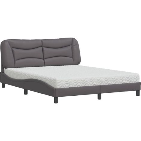 Maison Exclusive - Lit avec matelas Hvar gris 160x200 cm similicuir (1/5)