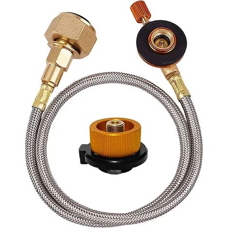 Adaptateur de remplissage pour bouteille de gaz, brûleur pour réchaud de camping, brûleur de randonnée, brûleur extérieur, réservoir de gaz, vanne de raccordement pour fournaise, tuyau tressé, réchaud (1/3)